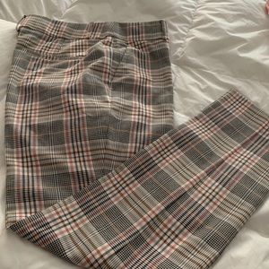 Loft plaid pink trousers stretch slim fit pants 8